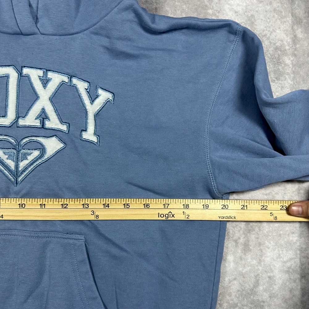 Roxy Girls XL 16 Blue Embroidered Logo Sherpa Lined Hooded Sweatshirt Pullover - Picture 4 of 5
